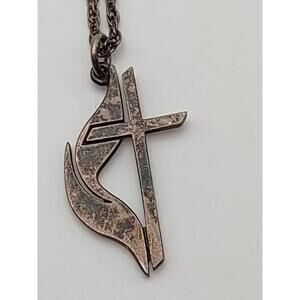 Retired James Avery Baptist Cross Flame Pendant 26" Chain